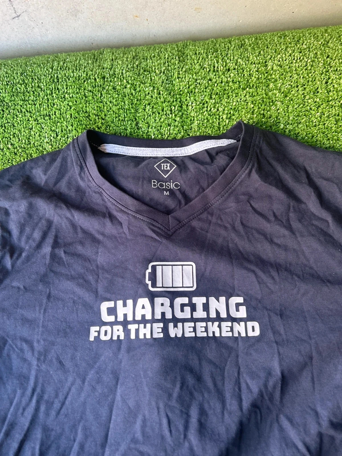 Opgeprint T-shirt charging for the week end TEX basic maat M – photo 4